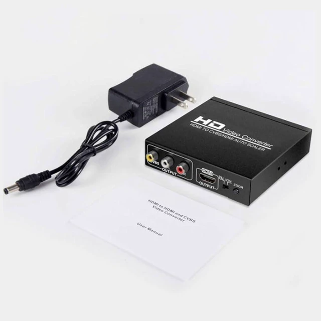 Alt view image 2 of 7 - HDMI to CVBS RCA AV Converter with HDMI Output Auto Scaler NTSC/PAL Video Converter HDMI 1.3 Support 5V DC/1A Dual Output for TV VCR DVD Recorders 21.5x55x15CM