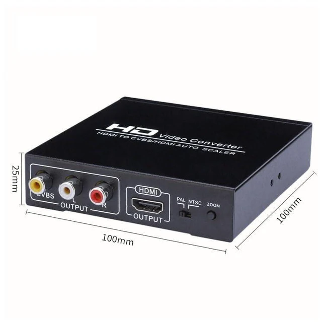 Alt view image 4 of 7 - HDMI to CVBS RCA AV Converter with HDMI Output Auto Scaler NTSC/PAL Video Converter HDMI 1.3 Support 5V DC/1A Dual Output for TV VCR DVD Recorders 21.5x55x15CM