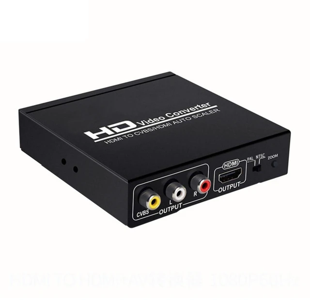 Alt view image 7 of 7 - HDMI to CVBS RCA AV Converter with HDMI Output Auto Scaler NTSC/PAL Video Converter HDMI 1.3 Support 5V DC/1A Dual Output for TV VCR DVD Recorders 21.5x55x15CM