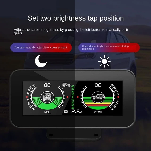 Alt view image 3 of 7 - M50 Vehicle-Mounted Digital Inclinometer GPS Car Slope Meter and Gradienter with Color HD LCD Display Pitch and Roll Angle Measurement -40° to +40° DC11.5V-30V Voltage Monitoring ABS+PC Black