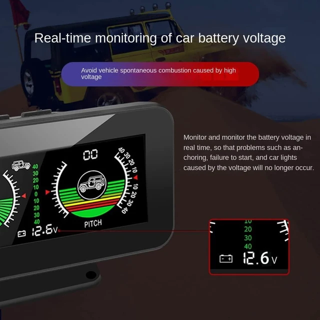 Alt view image 6 of 7 - M50 Vehicle-Mounted Digital Inclinometer GPS Car Slope Meter and Gradienter with Color HD LCD Display Pitch and Roll Angle Measurement -40° to +40° DC11.5V-30V Voltage Monitoring ABS+PC Black