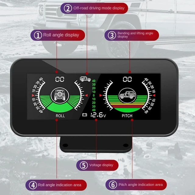 Alt view image 7 of 7 - M50 Vehicle-Mounted Digital Inclinometer GPS Car Slope Meter and Gradienter with Color HD LCD Display Pitch and Roll Angle Measurement -40° to +40° DC11.5V-30V Voltage Monitoring ABS+PC Black