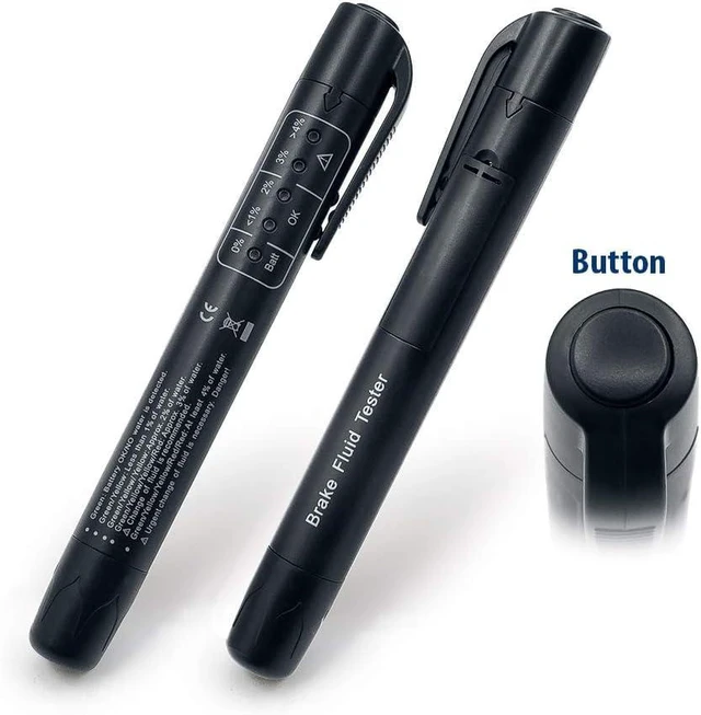 Alt view image 6 of 6 - Brake Fluid Tester Pen Automotive Diagnostic Tool Brake Fluid Quality Tester 5 LED Water Content Indicators LR03 AAA 1.5V Battery Not Included Black 155mm/6.1in