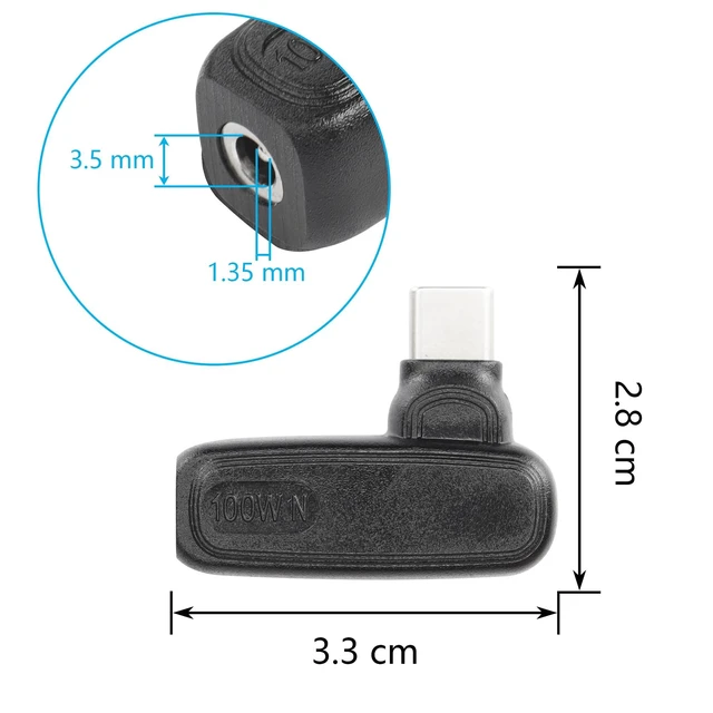 Alt view image 2 of 7 - 100W DC35135 PD Charging Adapter DC 3.5mm x 1.35mm Female to USB C Male Connector 15V-20.5V Input 5V/9V/20V Output Built-in Automatic Identification Induction Chip for Type-C Devices