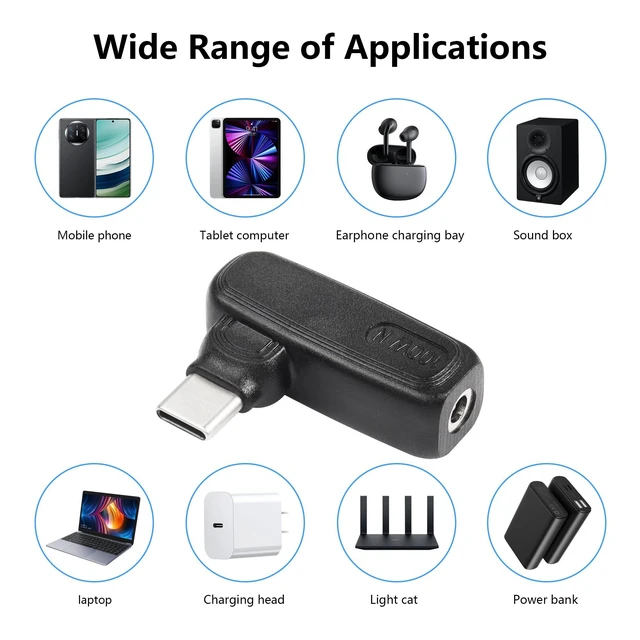 Alt view image 7 of 7 - 100W DC35135 PD Charging Adapter DC 3.5mm x 1.35mm Female to USB C Male Connector 15V-20.5V Input 5V/9V/20V Output Built-in Automatic Identification Induction Chip for Type-C Devices