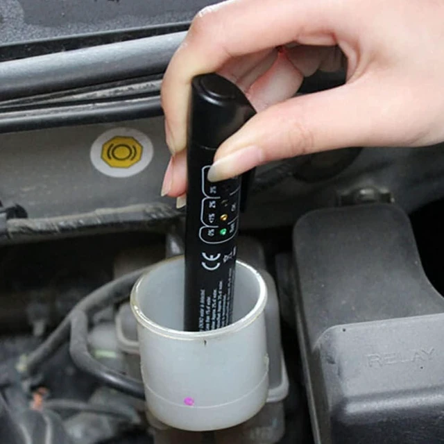Alt view image 4 of 6 - Brake Fluid Tester Pen Automotive Diagnostic Tool Brake Fluid Quality Tester 5 LED Water Content Indicators LR03 AAA 1.5V Battery Not Included Black 155mm/6.1in