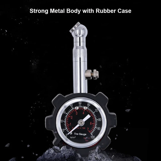 Alt view image 7 of 7 - 100PSI Analog Tire Pressure Gauge Mechanical Air Pressure Tester with 1.5 Inch Dial ±1.5% Mid Range Accuracy 360-Degree Swivel Chuck Pressure Hold and Reset Bleeder Valve Cars Trucks Bikes