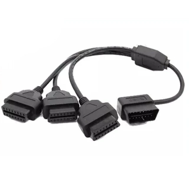 Alt view image 2 of 4 - 16-Pin OBD2 Splitter Cable 1 to 3 Car Diagnostic Extension Cable Male to Female L Head Connector Three 16-Pin OBD2 Ports 1/3 Conversion Cord for Multiple Diagnostic Devices 1.64FT/50CM