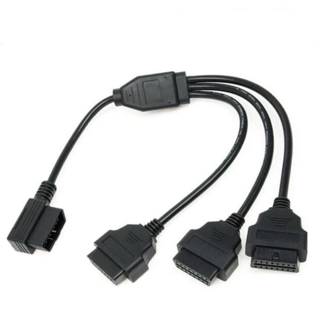 Main image of 16-Pin OBD2 Splitter Cable 1 to 3 Car Diagnostic Extension Cable Male to Female L Head Connector Three 16-Pin OBD2 Ports 1/3 Conversion Cord for Multiple Diagnostic Devices 1.64FT/50CM