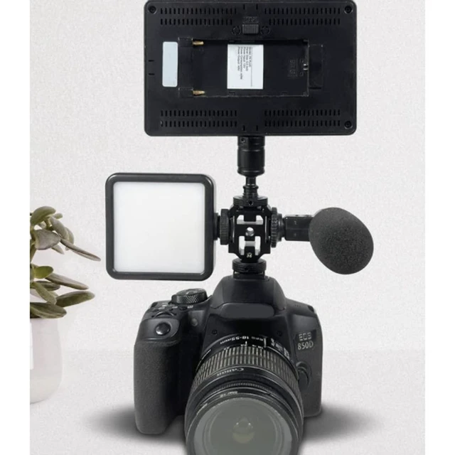 Alt view image 4 of 7 - Triple Hot Shoe Adapter Bracket Aluminum Alloy 3-Head Cold Shoe Extension with Bottom 1/4 Screw Hole DSLR Camera LED Video Microphone Flash Light Tripod Holder Black 5.1 x 3 x 2.5cm