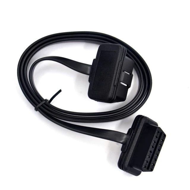 Alt view image 3 of 4 - OBD2 16 Pin J-1962 Male to Female Extension Cable Thin Flat 2FT/60cm Car Diagnostic Tool Cable with Molded Connectors for Vehicle On-Board Diagnostics and Coding Black