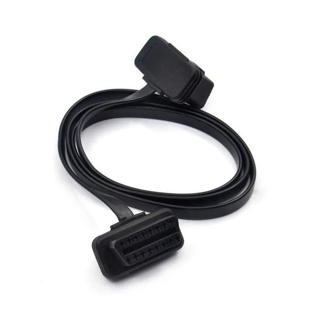 Alt view image 4 of 4 - OBD2 16 Pin J-1962 Male to Female Extension Cable Thin Flat 2FT/60cm Car Diagnostic Tool Cable with Molded Connectors for Vehicle On-Board Diagnostics and Coding Black