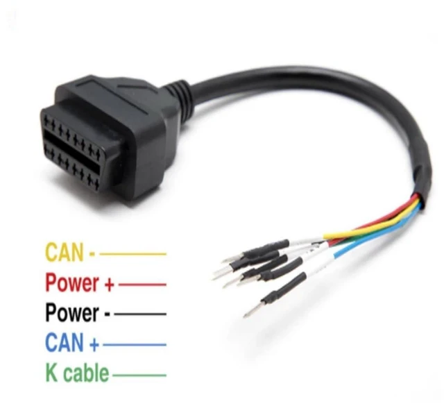 Alt view image 2 of 5 - Universal 16-Pin OBD2 Connector Cable for Motorcycle Motorbike Female Plug with Color-Coded Jumper Wires K CAN OBD2 Diagnostic Cable for Older Cars and Trucks On-Board Diagnostics Connection