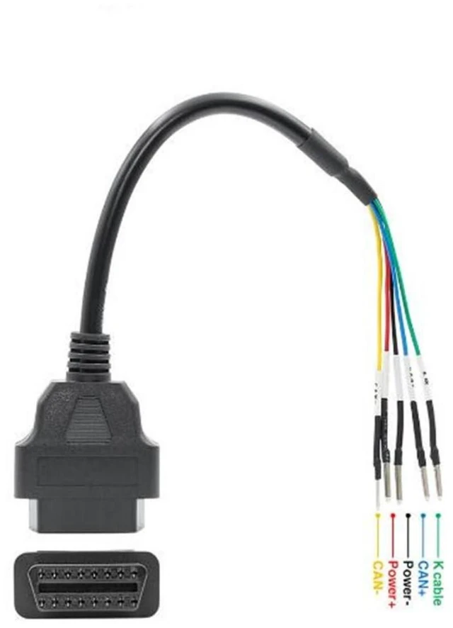 Alt view image 3 of 5 - Universal 16-Pin OBD2 Connector Cable for Motorcycle Motorbike Female Plug with Color-Coded Jumper Wires K CAN OBD2 Diagnostic Cable for Older Cars and Trucks On-Board Diagnostics Connection