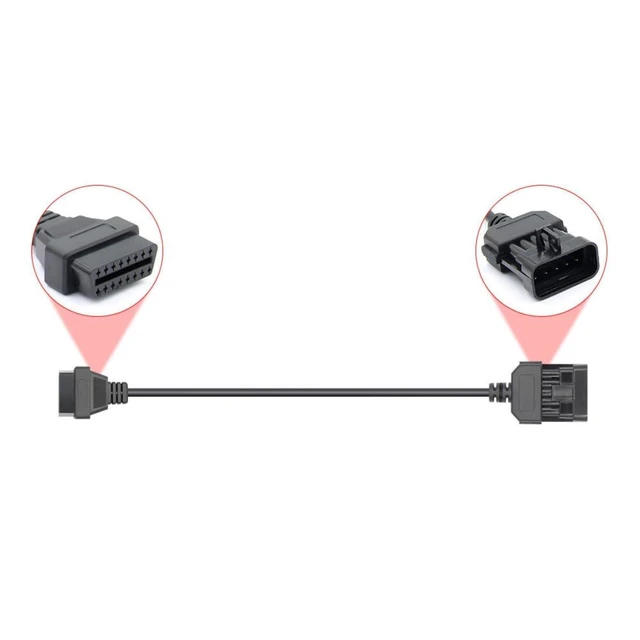 Alt view image 5 of 6 - 10 Pin OBD Diagnostic Cable with OBD2 16 Pin Extension Connector Vehicle Data Link Cable for Automotive Diagnostic Connection Car Diagnostic Connector CE Plastic 26CM Black 1pc
