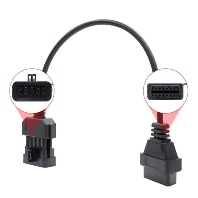 Alt view image 3 of 6 - 10 Pin OBD Diagnostic Cable with OBD2 16 Pin Extension Connector Vehicle Data Link Cable for Automotive Diagnostic Connection Car Diagnostic Connector CE Plastic 26CM Black 1pc