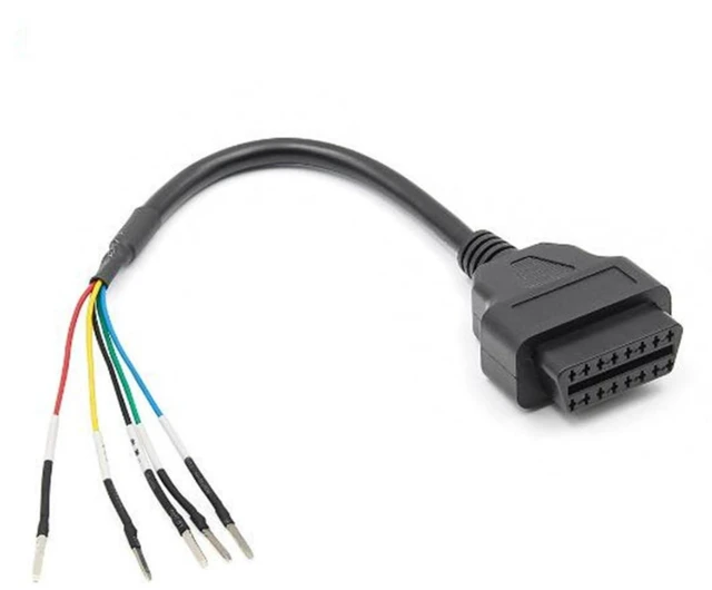 Main image of Universal 16-Pin OBD2 Connector Cable for Motorcycle Motorbike Female Plug with Color-Coded Jumper Wires K CAN OBD2 Diagnostic Cable for Older Cars and Trucks On-Board Diagnostics Connection