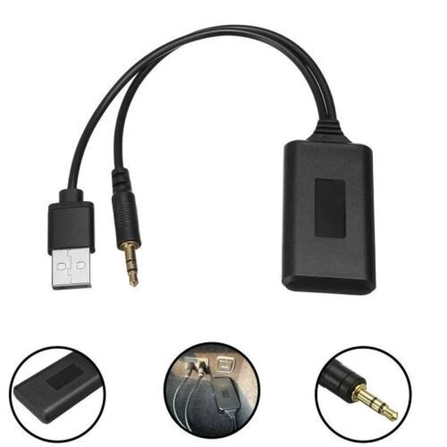 Alt view image 2 of 2 - 12V Universal Car Bluetooth AUX USB Adapter Wireless Radio Module with 3.5mm AUX-IN Jack and USB Port for MP3 MP4 Players Car Stereo Cable PVC Auxiliary Audio Connection 0.1kg Black
