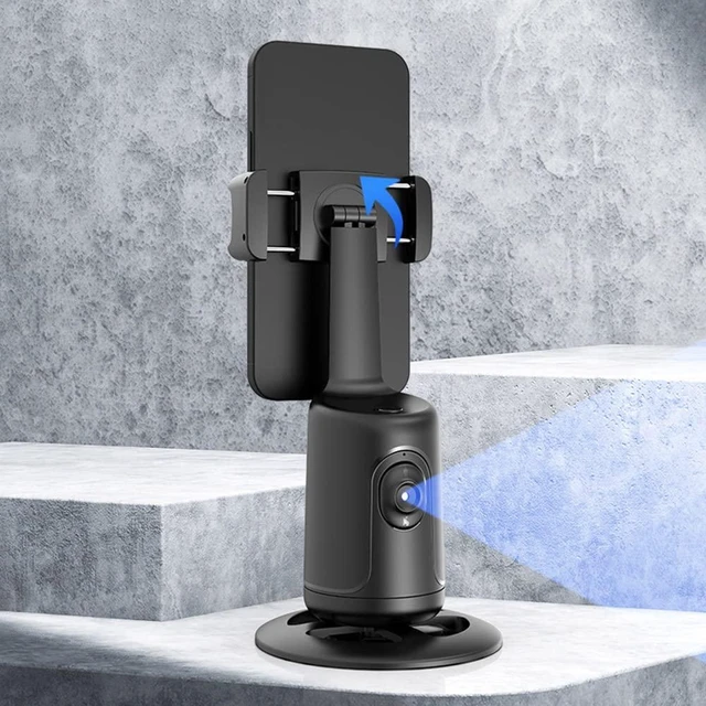 Alt view image 2 of 7 - AI Face Tracking Phone Gimbal Stabilizer 360° Rotation Desktop Handheld Gimbal Phone Tripod with 1/4 Tripod Interface Gesture Control Horizontal Vertical Switching for Live Streaming Black