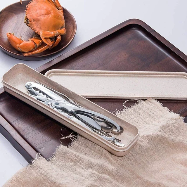 Alt view image 2 of 7 - Seafood Tool Set with Storage Box 4 Stainless Steel Seafood Forks 2 Lobster Crackers Die Cast Zinc Alloy 16 cm and 17.5 cm Forks 15 x 2 cm and 17.8 x 3 cm Crackers for Crab Lobster 6 Pieces