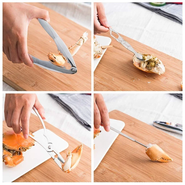 Alt view image 7 of 7 - Seafood Tool Set with Storage Box 4 Stainless Steel Seafood Forks 2 Lobster Crackers Die Cast Zinc Alloy 16 cm and 17.5 cm Forks 15 x 2 cm and 17.8 x 3 cm Crackers for Crab Lobster 6 Pieces