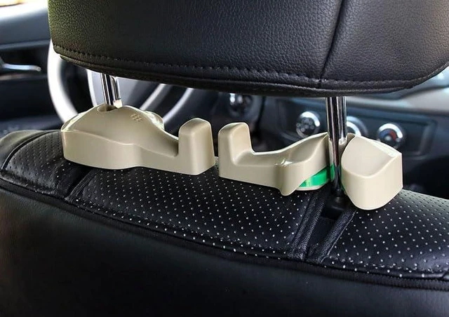 Alt view image 2 of 4 - Universal Car Seat Back Hidden Hook Multi Function Vehicle Seat Hanger ABS Construction Rear Seat Accessory Supports About 8 kg Fits Any Car Beige 1 Pair/Pack