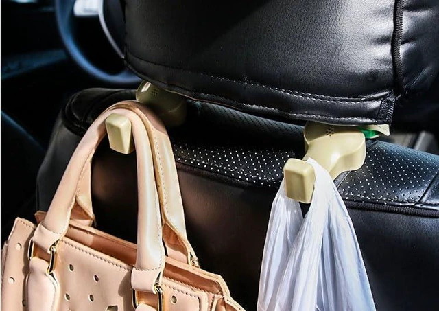 Alt view image 3 of 4 - Universal Car Seat Back Hidden Hook Multi Function Vehicle Seat Hanger ABS Construction Rear Seat Accessory Supports About 8 kg Fits Any Car Beige 1 Pair/Pack