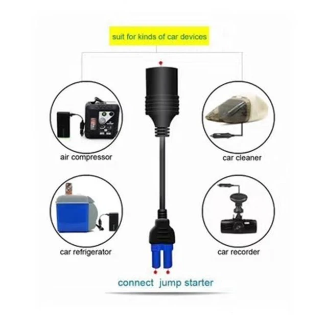 Alt view image 2 of 5 - EC5 to Cigarette Lighter Socket Adapter Cable 12V Jump Starter Power Supply Lead 15A Output Current Emergency Power Cable for Air Compressors Car Refrigerators Cleaners and Recorders 178mm