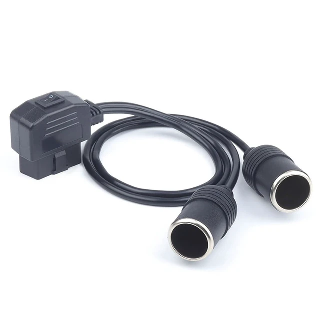 Alt view image 4 of 4 - 16-Pin OBD2 Power Adapter Cable Dual 12V Cigarette Lighter Female Sockets with Independent Switch 18AWG Vehicle Power Supply Extension for Car Truck RV 1.8FT/50cm
