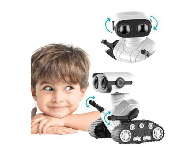 Alt view image 2 of 7 - Rechargeable RC Robot Toy with Remote Control Tracked Robot for Kids with Adjustable Gesture LED Eyes Voice Function 3 Songs Forward and Backward Movement Left and Right Steering Dancing Demo Mode