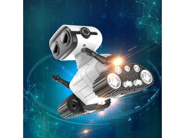 Alt view image 5 of 7 - Rechargeable RC Robot Toy with Remote Control Tracked Robot for Kids with Adjustable Gesture LED Eyes Voice Function 3 Songs Forward and Backward Movement Left and Right Steering Dancing Demo Mode