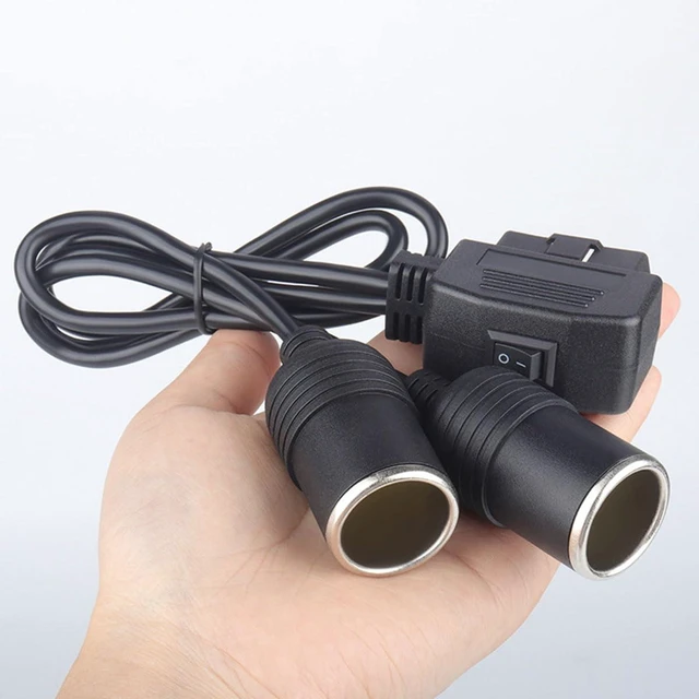 Alt view image 2 of 4 - 16-Pin OBD2 Power Adapter Cable Dual 12V Cigarette Lighter Female Sockets with Independent Switch 18AWG Vehicle Power Supply Extension for Car Truck RV 1.8FT/50cm