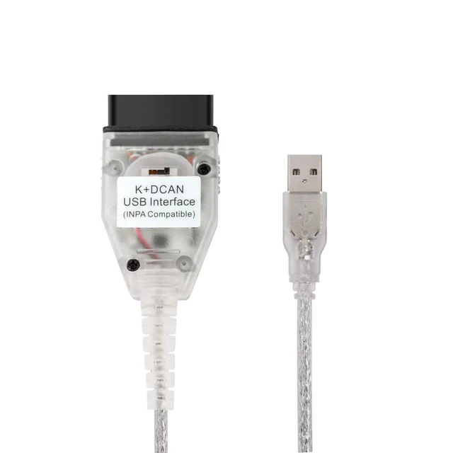 Alt view image 2 of 6 - K+CAN Cable with Switch INPA FT232RL USB OBD2 Interface Cable Ediabas Diagnostic Programming D-CAN PT-CAN K-CAN 500 kbit/s 100 kbit/s Windows 7 32bit NCS Expert Tool32 E-Chassis Vehicles E60 E90
