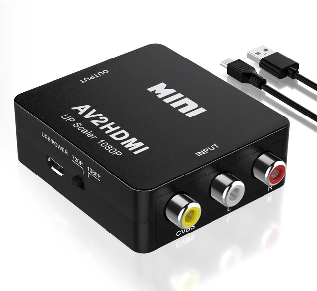 Main image of AV2HDMI RCA to HDMI Converter Composite Video to HDMI Adapter AV Video Converter for VCR DVD VHS Players and Gaming Consoles PAL NTSC SECAM 720P/1080P 60Hz 5V 1A Black