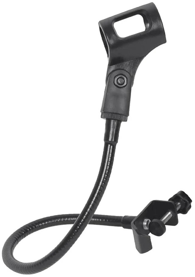 Main image of Gooseneck Microphone Stand Adjustable Clamp Desk Mic Arm Metal Bendable Detachable Stand for Handheld Microphones up to 38 mm/1.5 inch Rotating Table Mount for Podium Singing Interviews Black