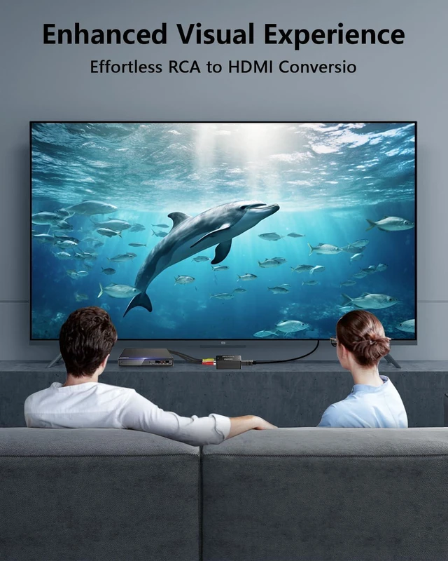 Alt view image 6 of 7 - AV2HDMI RCA to HDMI Converter Composite Video to HDMI Adapter AV Video Converter for VCR DVD VHS Players and Gaming Consoles PAL NTSC SECAM 720P/1080P 60Hz 5V 1A Black