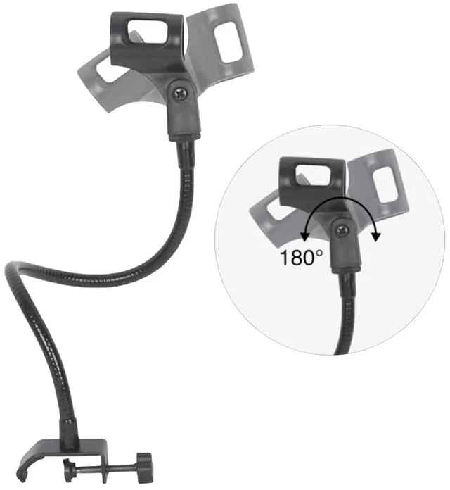 Alt view image 5 of 7 - Gooseneck Microphone Stand Adjustable Clamp Desk Mic Arm Metal Bendable Detachable Stand for Handheld Microphones up to 38 mm/1.5 inch Rotating Table Mount for Podium Singing Interviews Black