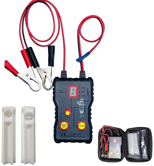 Main image of CNBJ-620 Fuel Injector Tester Kit 12V Automotive Diagnostic Tool with Digital Display Injector Pulse Testing Cleaning Heads Alligator Clips Pulse Output Terminals and Carrying Case