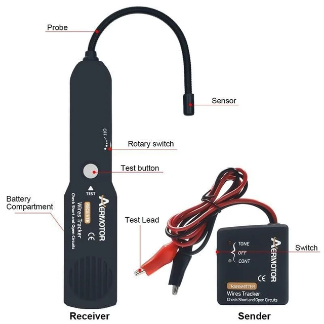 Alt view image 4 of 6 - EM415 Pro Automotive Short and Open Circuit Finder Receiver 6-42V Cable Tracker and Non-Contact Wire Tracer with 7 in Flexible Probe Adjustable Sensitivity LED Circuit Tester for Vehicle Wiring