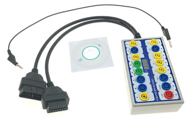 Alt view image 6 of 7 - OBD2 Protocol Detector and Breakout Box Automotive Diagnostic Tool for Signal Testing 16-Pin Interface with Digital Voltage Display CAN Bus Monitoring OBD-II Connector Cable and Software CD