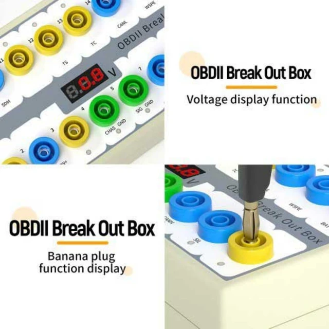 Alt view image 4 of 7 - OBD2 Protocol Detector and Breakout Box Automotive Diagnostic Tool for Signal Testing 16-Pin Interface with Digital Voltage Display CAN Bus Monitoring OBD-II Connector Cable and Software CD