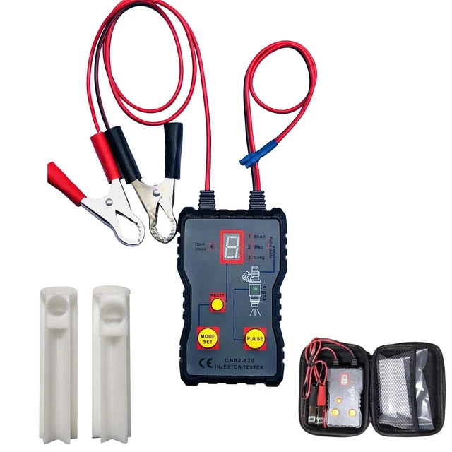 Alt view image 6 of 7 - CNBJ-620 Fuel Injector Tester Kit 12V Automotive Diagnostic Tool with Digital Display Injector Pulse Testing Cleaning Heads Alligator Clips Pulse Output Terminals and Carrying Case