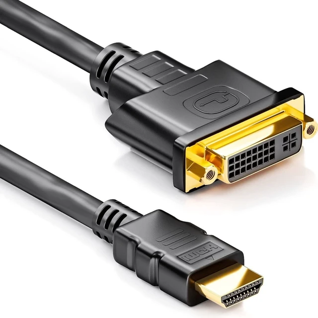 Alt view image 2 of 5 - HDMI to DVI Adapter Cable Bi-Directional HDMI Male to DVI Female Converter 480i/480p/576p/720p/1080i/1080P Gold-Plated Connector for Apple Cinema Display Mac PC Raspberry Pi HDTV 0.5 Feet 2 Pack