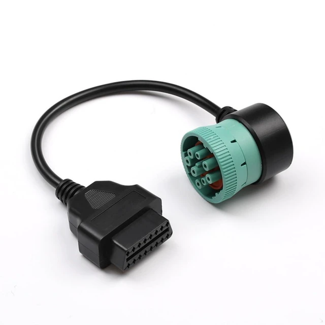 Main image of OBD1 to OBD2 Diagnostic Adapter Cable 9-Pin Female OBD1 Connector to 16-Pin OBD2 Connector Truck Diagnostic Interface Automotive Data Transfer Cable for Mechanics Black Cable Turquoise Connector