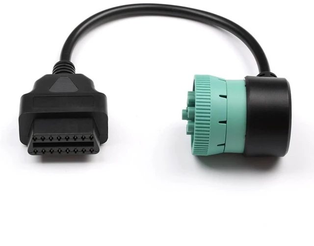 Alt view image 3 of 5 - OBD1 to OBD2 Diagnostic Adapter Cable 9-Pin Female OBD1 Connector to 16-Pin OBD2 Connector Truck Diagnostic Interface Automotive Data Transfer Cable for Mechanics Black Cable Turquoise Connector