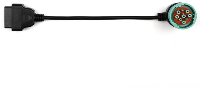 Alt view image 2 of 5 - OBD1 to OBD2 Diagnostic Adapter Cable 9-Pin Female OBD1 Connector to 16-Pin OBD2 Connector Truck Diagnostic Interface Automotive Data Transfer Cable for Mechanics Black Cable Turquoise Connector