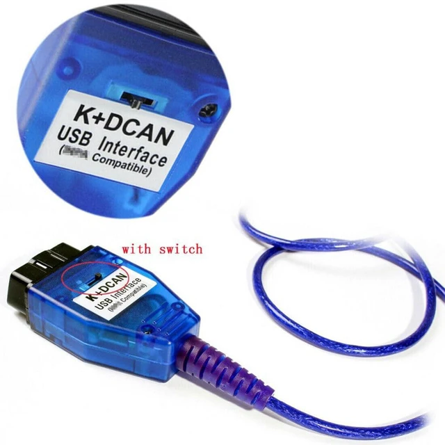 Alt view image 3 of 4 - K+DCAN OBD2 Diagnostic Cable with K-Line DCAN Protocol Switch FTDI FT232RL Chipset USB Interface for E-Series Coding EDIABAS NCS Expert ISTA Read Erase Codes Adaptations CAN BUS