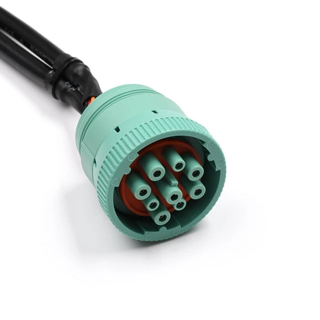 Alt view image 5 of 6 - J1939 9-Pin Y-Splitter Cable Diagnostic Adapter 1 Male to 2 Female Deutsche Connectors for Heavy-Duty Truck Diagnostics Parallel Device Connection Black Cable Mint Green Connectors