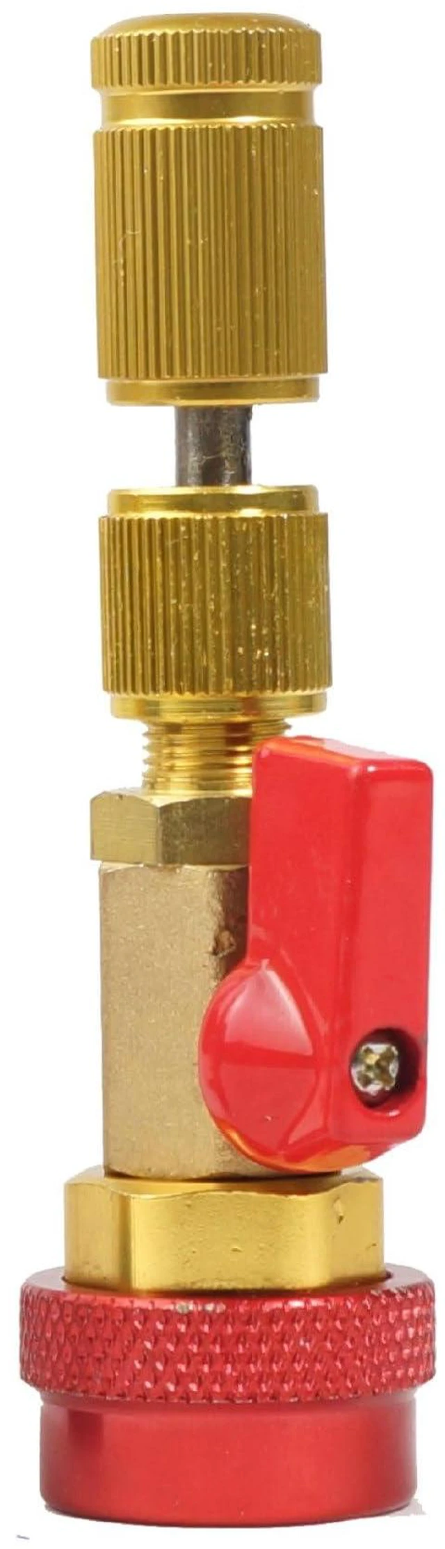 Main image of R134a AC Valve Core Removal Tool Vacuum Rated Brass Refrigerant Service Tool with Safety Lock for Automotive Air Conditioning Valve Core Replacement and Installation Red Color High Voltage
