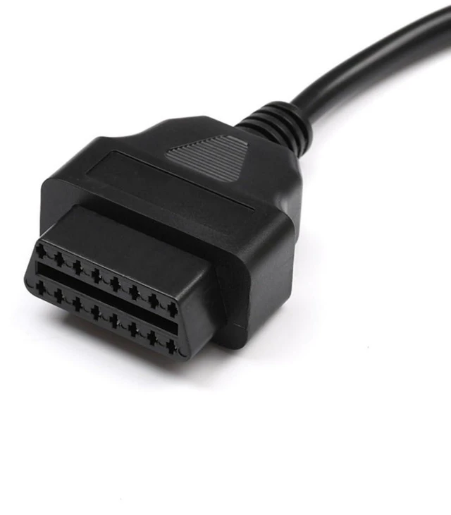 Alt view image 4 of 5 - OBD1 to OBD2 Diagnostic Adapter Cable 9-Pin Female OBD1 Connector to 16-Pin OBD2 Connector Truck Diagnostic Interface Automotive Data Transfer Cable for Mechanics Black Cable Turquoise Connector